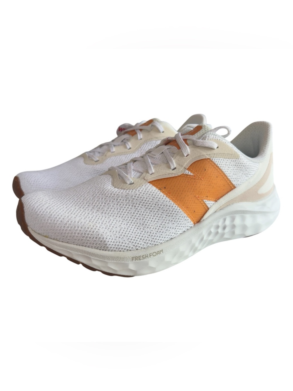New Balance White Sneakers with Brown Gum Outsoles
